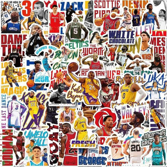 NBA Star Collection Stickers Pack - Famous Waterproof Bundle-GraffitiWallArt