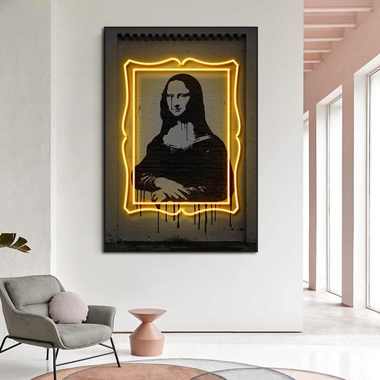 Neon Wall Painting Mona Lisa Canvas Wall Art-GraffitiWallArt