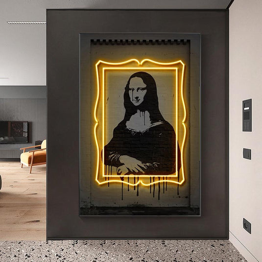 Neon Wall Painting Mona Lisa Canvas Wall Art-GraffitiWallArt