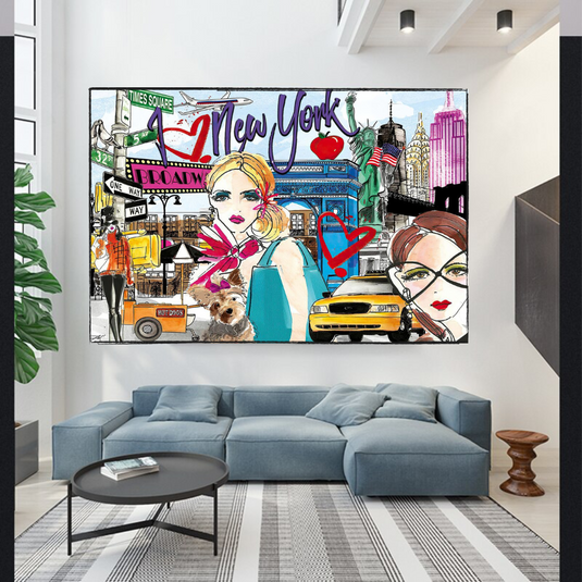 New York Love Canvas Wall Art-GraffitiWallArt