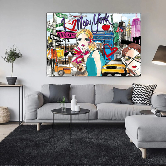 New York Love Canvas Wall Art-GraffitiWallArt