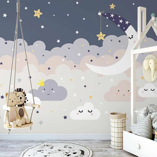 Nighty Night Moon Nursery Wallpaper - Transform Baby's Room-GraffitiWallArt