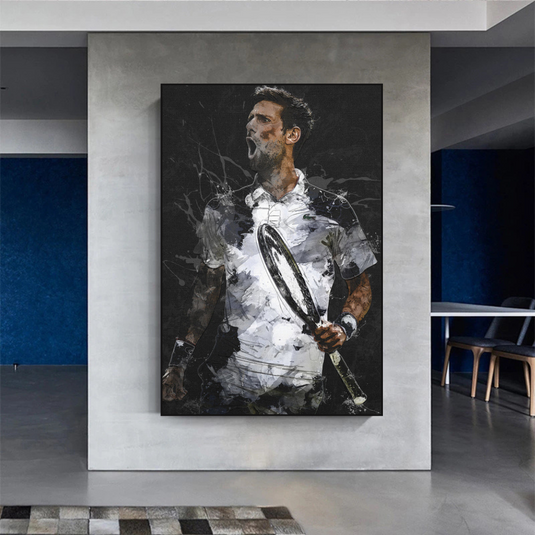 Novak Djokovic Tennis Legend Sports Canvas Wall Art-GraffitiWallArt