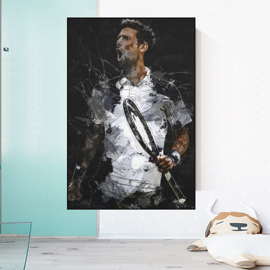 Novak Djokovic Tennis Legend Sports Canvas Wall Art-GraffitiWallArt