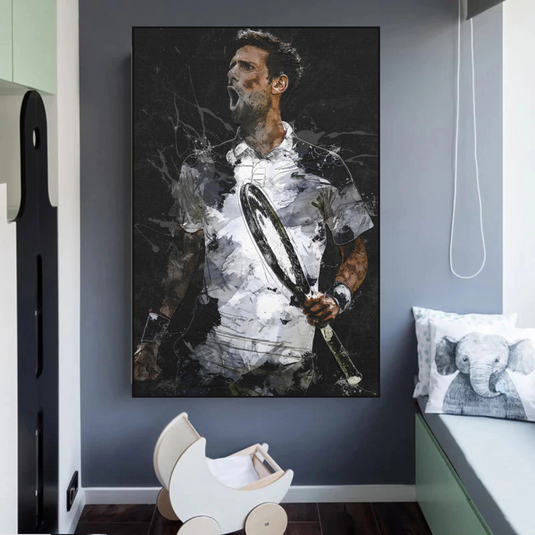 Novak Djokovic Tennis Legend Sports Canvas Wall Art-GraffitiWallArt