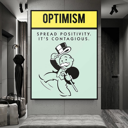 Optimism Spread Positivity: Monopoly Canvas Wall Art-GraffitiWallArt