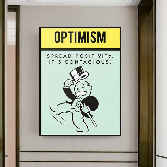 Optimism Spread Positivity: Monopoly Canvas Wall Art-GraffitiWallArt