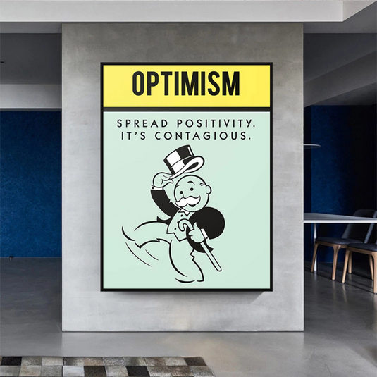 Optimism Spread Positivity: Monopoly Canvas Wall Art-GraffitiWallArt