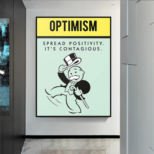 Optimism Spread Positivity: Monopoly Canvas Wall Art-GraffitiWallArt