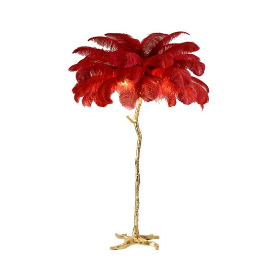 Ostrich Feather Floor Lamp: Graceful Lighting Fixture-GraffitiWallArt