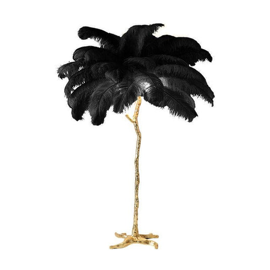 Ostrich Feather Floor Lamp: Graceful Lighting Fixture-GraffitiWallArt