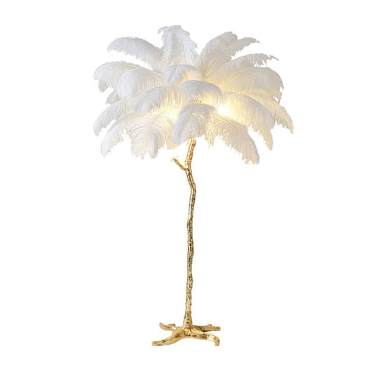 Ostrich Feather Floor Lamp: Graceful Lighting Fixture-GraffitiWallArt