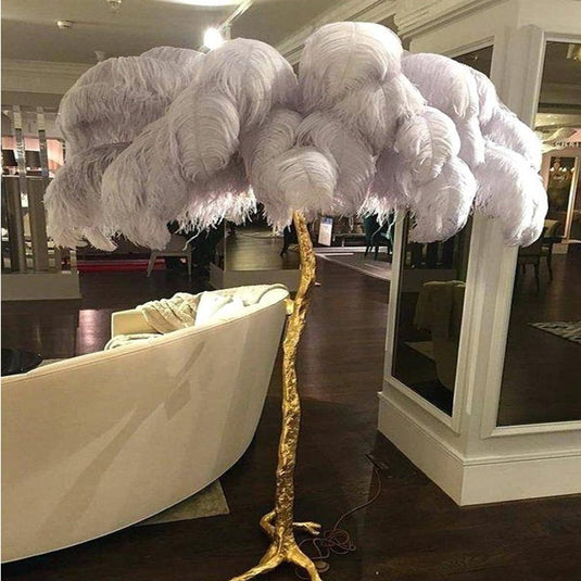 Ostrich Feather Floor Lamp: Graceful Lighting Fixture-GraffitiWallArt