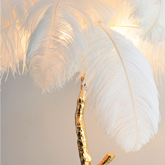 Ostrich Feather Floor Lamp: Graceful Lighting Fixture-GraffitiWallArt