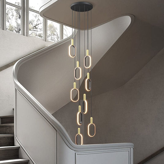 Oval Staircase Chandelier: Illuminate Your Stairs-GraffitiWallArt