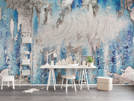 Pastel Blues Abstract Art Wallpaper Murals-GraffitiWallArt