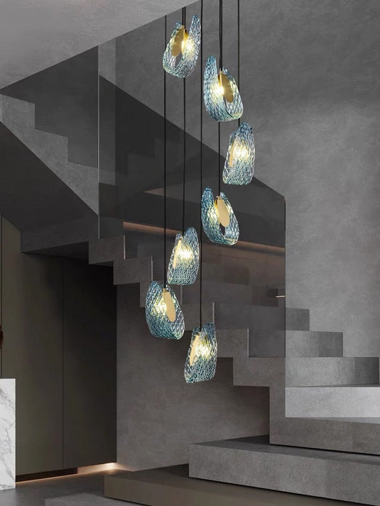 Peacock Blue Glass Chandelier: Stunning Lighting Fixtures-GraffitiWallArt