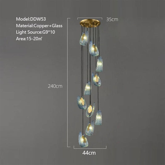 Peacock Blue Glass Chandelier: Stunning Lighting Fixtures-GraffitiWallArt