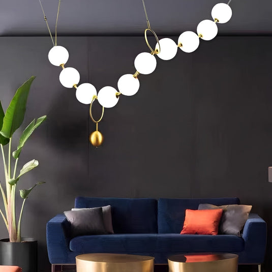 Pearl Globe Chandelier: Exquisite Lighting Fixture-GraffitiWallArt