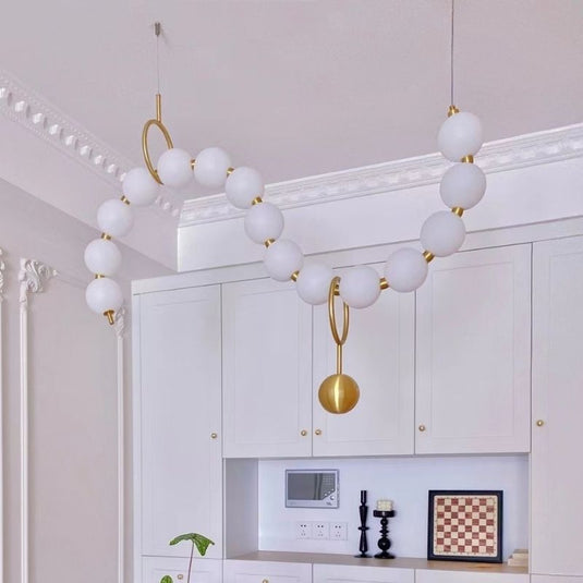 Pearl Globe Chandelier: Exquisite Lighting Fixture-GraffitiWallArt