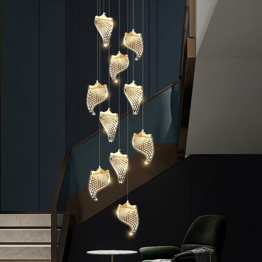 Petals Crystal Staircase Chandelier – Illuminate Your Space-GraffitiWallArt