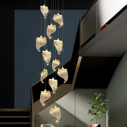 Petals Crystal Staircase Chandelier – Illuminate Your Space-GraffitiWallArt