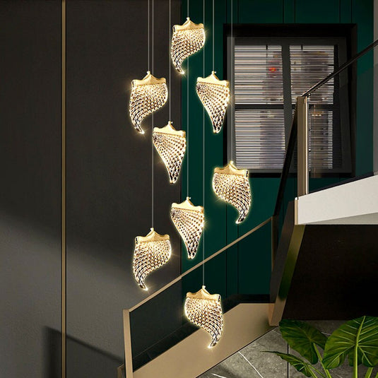 Petals Crystal Staircase Chandelier – Illuminate Your Space-GraffitiWallArt