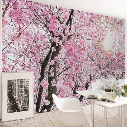 Pink Flowers Wallpaper Mural: Transform Your Space-GraffitiWallArt