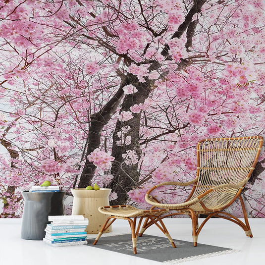 Pink Flowers Wallpaper Mural: Transform Your Space-GraffitiWallArt