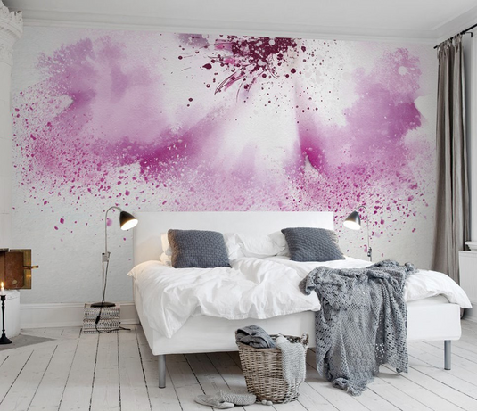 Pink Large Flower Wallpaper Murals-GraffitiWallArt