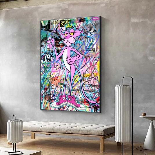 Pink Panther Poster - Vibrant Whimsical Canvas-GraffitiWallArt