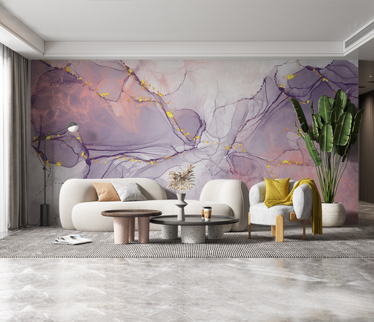 Pink Purple Stone Design - Marble Wallpaper Murals-GraffitiWallArt