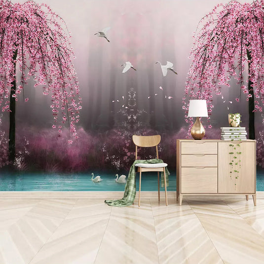 Pink Trees Wallpaper - Perfect Wallpaper for Your Space-GraffitiWallArt