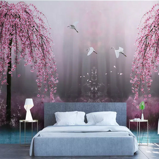 Pink Trees Wallpaper - Perfect Wallpaper for Your Space-GraffitiWallArt