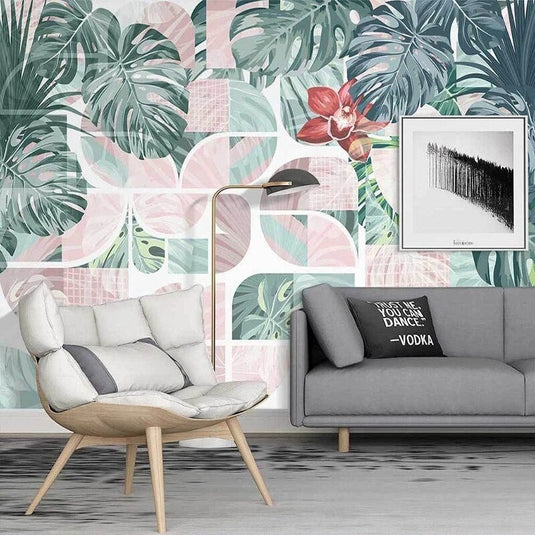 Plant Leaf Wallpaper Mural for Stunning Wall Décor-GraffitiWallArt