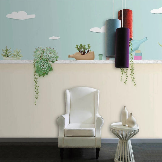 Plants Pots on Wall Nursery Wallpaper - Perfect Décor-GraffitiWallArt