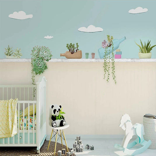 Plants Pots on Wall Nursery Wallpaper - Perfect Décor-GraffitiWallArt