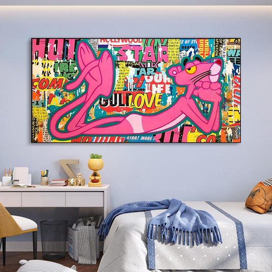 Playful and Stylish - Pink Panther Poster Art-GraffitiWallArt