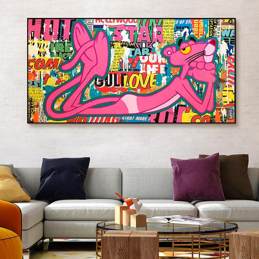 Playful and Stylish - Pink Panther Poster Art-GraffitiWallArt