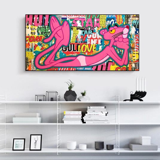 Playful and Stylish - Pink Panther Poster Art-GraffitiWallArt