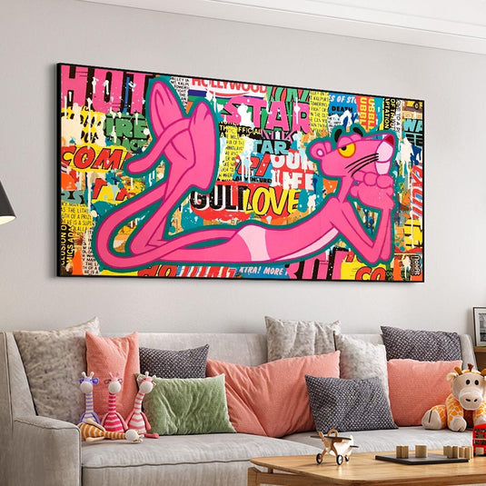 Playful and Stylish - Pink Panther Poster Art-GraffitiWallArt