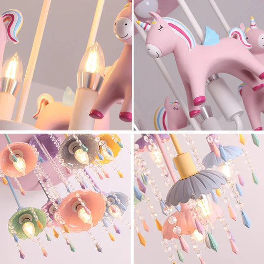 Pony Merry Go Round Pink Ceiling Light-GraffitiWallArt