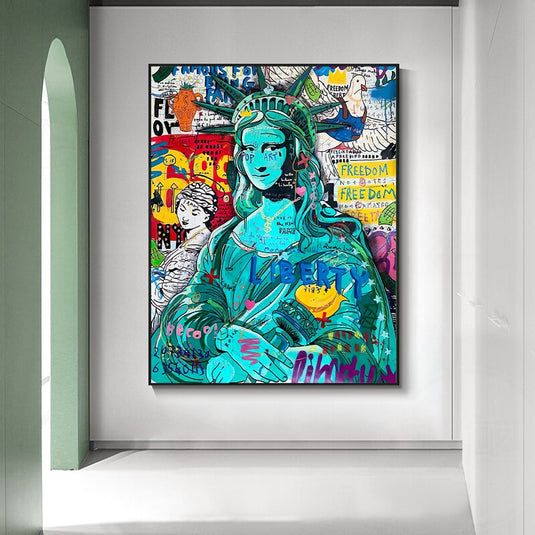 Pop Graffiti Art Statue Of Liberty Canvas Wall Art-GraffitiWallArt