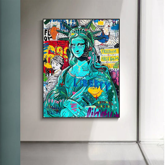 Pop Graffiti Art Statue Of Liberty Canvas Wall Art-GraffitiWallArt