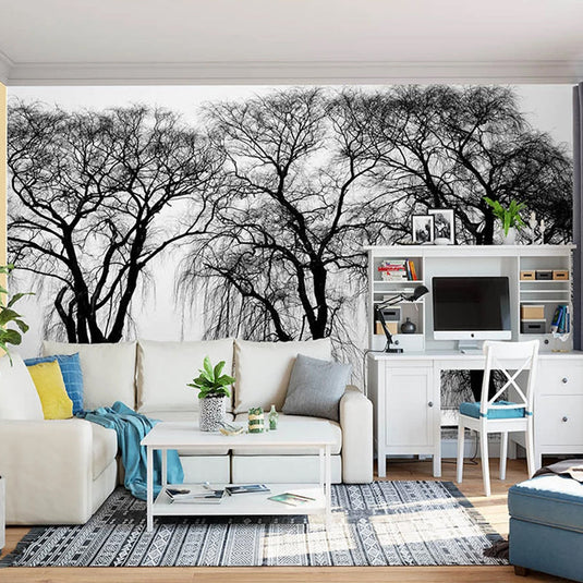 Premium Black Tree Wallpaper – Enhance Your Space-GraffitiWallArt