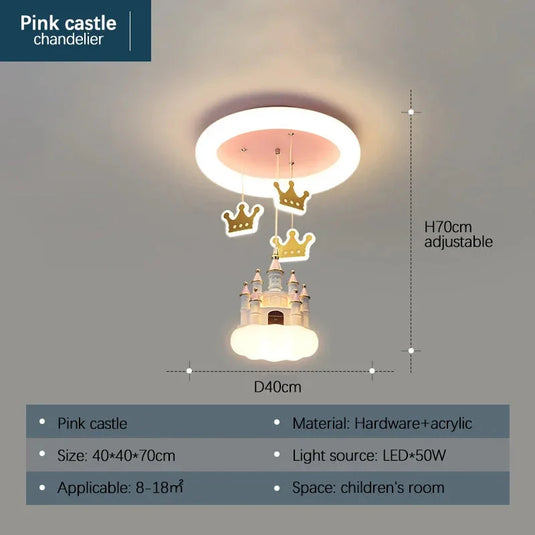 Princess Castle Crown Ceiling Light-GraffitiWallArt