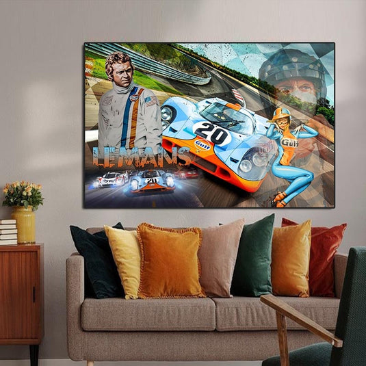 Racing Car Le Mans Racing Canvas Wall Art-GraffitiWallArt