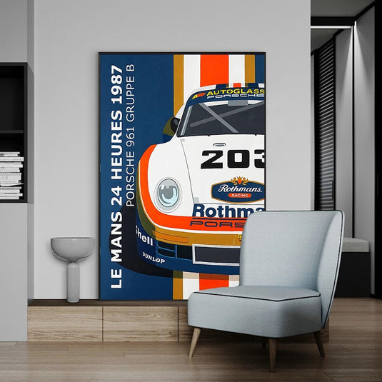 Racing Cars Carrera RSR Le Mans Racing 24 Hours Canvas Wall Art-GraffitiWallArt