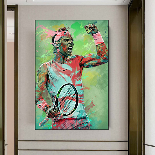 Rafael Nadal Tennis Canvas Wall Art - Sports Legend Decor-GraffitiWallArt