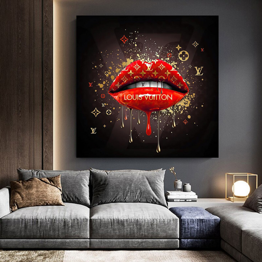 Red Lips Canvas Wall Art - Vibrant Home Decor for a Bold Statement-GraffitiWallArt